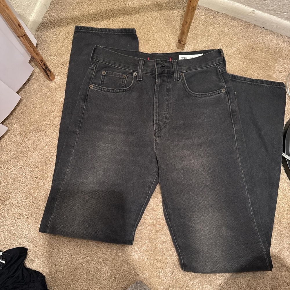 Zara Women's Charcoal Black Straight-Leg Jeans